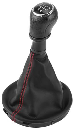 TUCKBOLD Pomo De Palanca De Cambios Manual De 5 Velocidades Para Volkswagen Transporter T5/T6 | De Caja De Cambios Negro Rojo De Plástico Y Cuero Sintético 1 Pc.