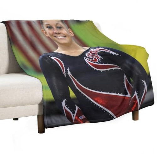 YOUMAN Shawn Johnson Flanelldecke, berühmter Athleten-Poster, Bett, gemütlich, Plüsch, leicht, Fleece-Überwurf, Decken, alle Jahreszeiten, für Sofa, Couch, 127 x 152,4 cm