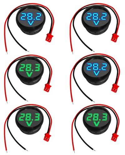 GTIWUNG 6 Pezzi Voltmetro Digitale DC 4-100V, 12V DC Voltmetro Impermeabile Display LED a 3 Cifre di 2 Fili Tester per Auto/Moto/Marina/Camion/Barca, Blu & Verde