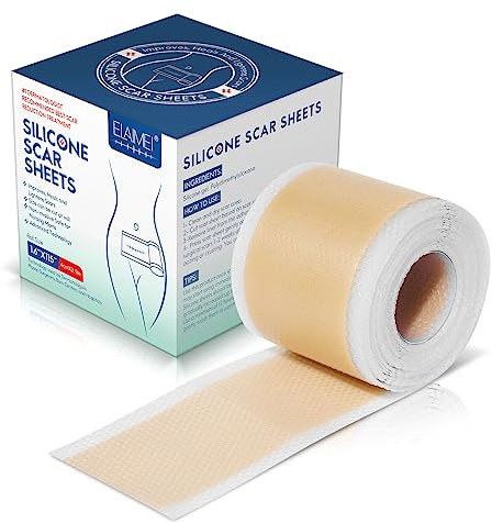 Cerotti Silicone Cicatrici - Silicone Scar Sheets, Rimozione Professionale di Vecchie Cicatrici Causate da Taglio Cesareo, Chirurgia, Ustioni, Cheloidi, Acne, Ecc (4 X 290 CM Rotolo)