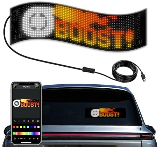 Señal LED para Coche, 16x32 Píxeles, Desplazamiento, Publicidad Brillante, Panel de Matriz LED Flexible, Pantalla LED Programable, Control por Aplicación, USB 5V