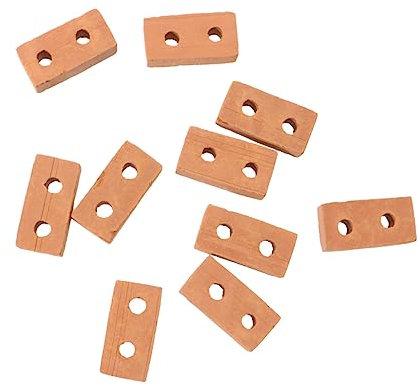 Vaguelly Kleiner Ziegelmodell 50 Stück 3x1,5x1cm Keramikton Rot 2-Loch Selbstgemacht Sandtisch Zubehör Für Kinder Und Erwachsene Gartendeko