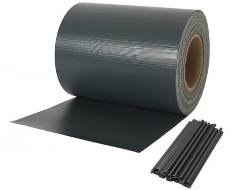 NAIMORUI PVC Sichtschutzfolie Sichtschutzstreifen Garten Sichtschutz Zaun Inkl. 40 x Befestigungsclips 450g/m² - Doppelstabmatten für Gartenzaun - (19cm*70m Anthrazit)