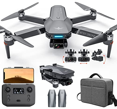 X-Verse KF101 MAXS Drohne mit Kameras 4K HD EIS, 3 Achsen Gimbal, 5km Kontrollabstand, Professionelle Faltbarer Quadcopter mit Bürstenlosem Motor für Erwachsene (2 Batterien)