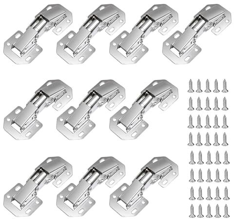 10 bisagras atornillables, ángulo de apertura de 90°, bisagras para puertas de madera, bisagras de armario con 40 tornillos, para puerta de armario, puerta de madera, armario de cocina