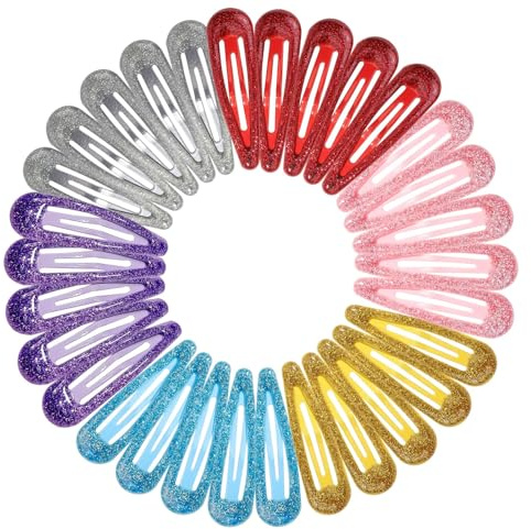 KEYRI 30 Pcs Metal Colorful Glitter Sequin Snap Sparkling Sequin | Side Clip Colourful Metal Hair Clips Barrettes Small Hair Barrettes Styling Accessories for Kids (Multicolor)
