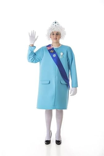 Creaciones Llopis Disfraz de Reina Isabel II para Hombre, Disfraz de La Reina de Inglaterra para Adulto (Talla XL)