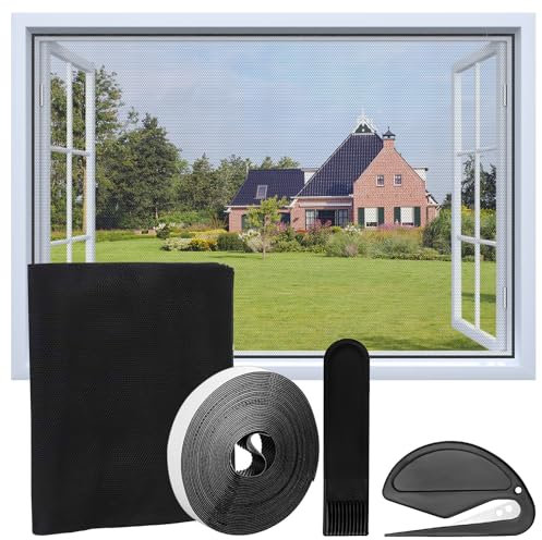 GUIGA Mosquiteras para Ventanas,Malla Mosquitera Para Puerta y Ventanas,Mosquiteras Ventana de Insectos de la Protección de la Ventana se Puede Cortar (BLACK 150 * 130)