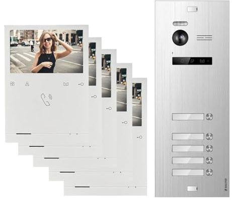 Balter by SCHUTZER Video Türsprechanlage EVO Quick für 5 Familienhaus mit 5X 4,3 Zoll Silber