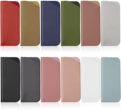 ANLIOTO 12 Stück Brillenetui Weich, Leder Brillenetui Sonnenbrillen Etui Tragbar Aufbewahrungsbeutel Lesebrillenetui für Damen Herren