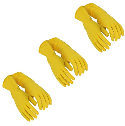 KOTARBAU® 3er Set Arbeitshandschuhe Einweghandschuhe Gummihandschuhe Gelb Größe M Schutzhandschuhe Einmalhandschuhe Gummihandschuhe Latexhandschuhe Gummi Handschuhe Nitrilhandschuhe Putzen