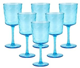 Lulworth Acrylic Wine Glass, 360ml Set of 6 Blue Reuseable Shatterproof Drinking Glasses, Durable Home Décor, BPA Free, for Outdoor Use, Parties BBQ’s Poolside (6 Pack Wine Glasses)