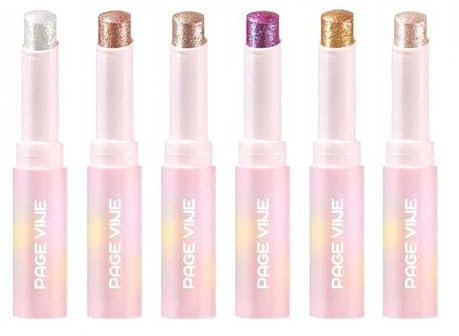 6 PCS Kristall Jelly Glaze Stick Kristall Jelly Highlighter Lidschatten Stick Glänzende mehrfarbige Pearlescent Schimmer Lippenbalsam Funken Glanz Alle in einem Kristall Jelly Face Makeups