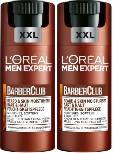 L'Oréal Men Expert Bart & Haut XXL Feuchtigkeitspflege für Männer, Gesichtscreme für den 3-Tage-Bart, Bartpflege für Herren mit Zedernholzöl, Barber Club, [Amazon Exclusive], 1 x 100 ml