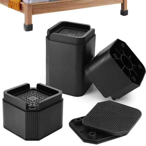 DHWGang 4 Teiliges Möbelhebegerät, 2 Zoll Hoher Heber für Betten, Sofas, Waschmaschinen, Tische und Stühle mit Rutschfester Gummiunterlage, Stapelbar und Abnehmbar, Möbelheber