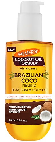 Palmer's Coconut Oil Formula Brazilian Coco Firming Body Oil with Vitamin E, 6.5 Fl Oz, Helps with Skin Tightening & Firming of Bum, Bust & Belly, Provides 48Hr Moisture, Dermatologist Approved