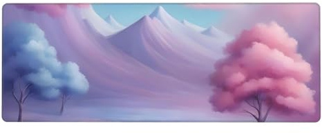 HYTTER Tapis de souris bleu rose et violet avec impression couleurs pastel extra large pour ordinateur, bureau, clavier de jeu, version épaisse, 30,5 x 80 cm