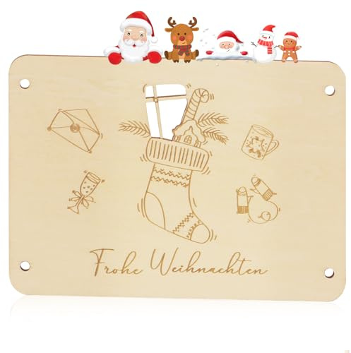 QIZHIQIAMY Weihnachtskarte aus Holz, Geldgeschenk Weihnachten Holz, Geldkarte Weihnachten Geschenke, Karte Holzs Gravur, Geldgeschenke für Weihnachtens, Geburtstage, Hochzeiten, Thanksgiving (B)