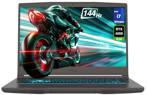 msi Thin 15 Gaming Laptop, Intel Core i7-13620H, 64GB DDR4 RAM, 2TB PCIe SSD, 15.6 FHD (1920x1080) 144Hz, Nvidia G-Force RTX 4050, tastiera retroilluminata, W11 Home, nero