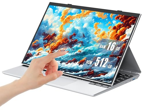 Nmybwo 14 Inch 4-in-1 Touchscreen Laptop, 512GB SSD, 16GB DDR4 RAM, N95 CPU | Quad-Core Processor up to 3.4GHz, FHD IPS Display, Backlit Keyboard, 360° Convertible Student Notebook Computer for Business