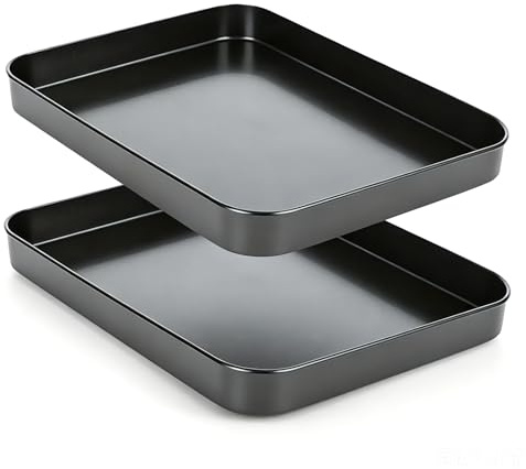 YYTECH 2 Stück Mini Antihaft Backblech, Edelstahl Auflaufform Klein, Brownie Backform, Kleines Backblech, Rechteckiges Backform für Backen Kochen Servieren, Leicht zu reinigen 25 x 18,5 x 2,5 cm