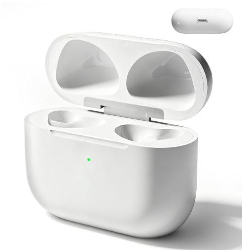 Wireless Charging Case Replacement Compatible with AirPods 4 Generation, 600 mAh Airpods Charging Case Replacement with Bluetooth Pairing Sync Button, Wireless & USB-C Fast Charging
