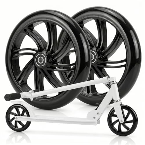 2 Stück 200mm*40mm Scooter Rollen mit ABEC-9 Lager, Anti-Rutsch Roller Räder, Cityroller Reifen Ersatzräder für City-Roller und Scooter