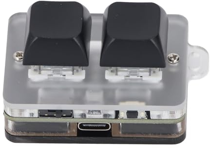 Rcniso Tastiera a 2 Tasti Programmazione in Materiale Acrilico Macro 5V 1A Interruttore Blu Mini Tastiera Personalizzata con Luce LED RGB per Giochi e Intrattenimento