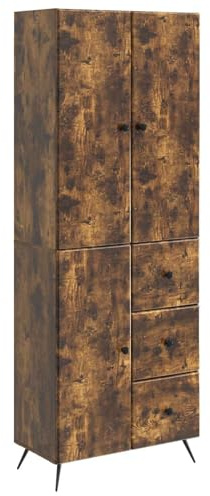 mtlskopl Lot de 2 armoires en chêne fumé - Armoire de salon avec 3 portes, 3 tiroirs, 3 étagères, armoire d'appoint multifonction