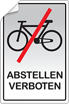 2 Stück Aufkleber Fahrrad abstellen verboten Schild Hinweisschild Warnschild für Fenster und Türen | 13 x 9 cm