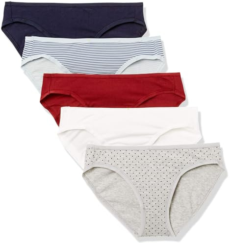 Amazon Essentials Damen Unterwäsche Bikini Slips Baumwolle (in Übergröße erhältlich), 10er Pack, Mehrfarbig/Punkte/Streifen/Streublumen, 38