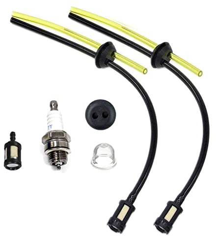 HURI 2x Universal Benzinfilter kit Benzinschlauch Dichtung Zündkerze für Freischneider Trimmer Mower Motorsense Heckenschere Hochentaster