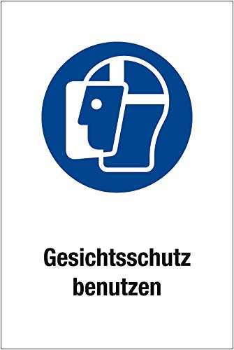 Gebotsschild Gesichtsschutz benutzen - Kunststoff - 20x30 cm