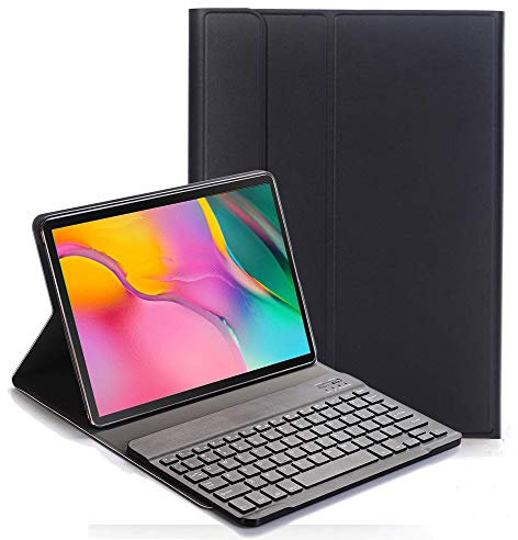 RLTech Teclado Funda para Samsung Galaxy Tab A 10.1 2019, (QWERTY English) Teclado Wireless Keyboard Case con Magnético Desmontable para Samsung Galaxy Tab A T510/T515 10.1 2019, Negro