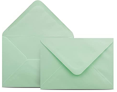 25 Briefumschläge DIN C6 Mintgrün Grün - 11,4 x 16,2 cm - Kuverts mit 100 g/m² Nassklebung spitze Klappe - Umschläge ohne Fenster - Colours-4-you