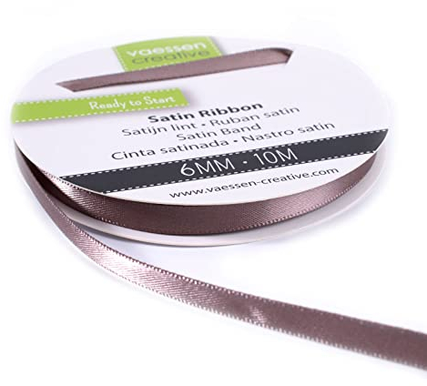 Vaessen Creative 301002-1023 Satinband Milchschokolade Braun, 6 mm x 10 Meter, Schleifenband, Dekoband, Geschenkband und Stoffband für Hochzeit, Taufe und Geburtstagsgeschenke, 6MM