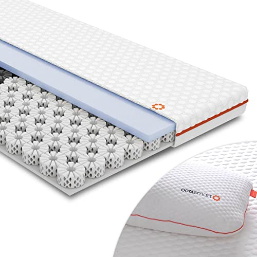 OCTASLEEP Smart Topper mit Kissen 200x200 - kühlende Matratzenauflage mit Federn aus Memory Foam - 3 Zonen für ideale Unterstützung - Härtegrad 4 -Öko-Tex Zertifiziert - atmungsaktiver Topper