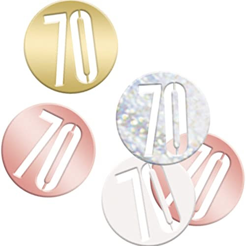 Unique 84952 Birthday Confetti Cutouts-5 oz. | Glittery Rosegold| 1 pack, Rose Gold, Age 70