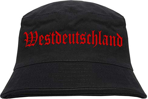 sostex Westdeutschland Fischerhut - Druckfarbe Rot - Bucket Hat L/XL Schwarz