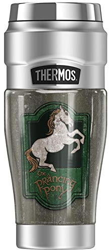 Gobelet de voyage isotherme en acier inoxydable avec double paroi et isolation sous vide Motif Le Seigneur des Anneaux Le Prancing Pony 473 ml
