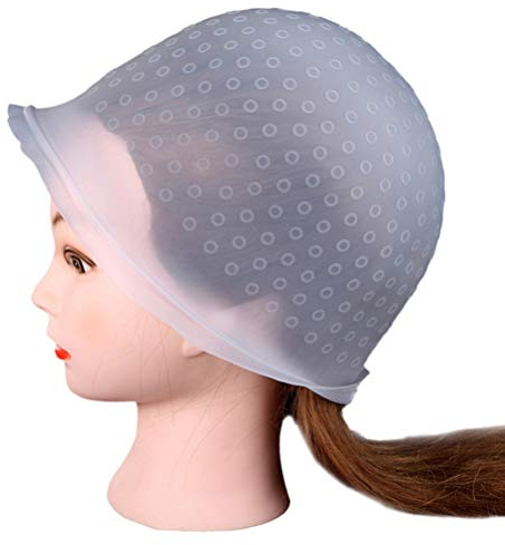 FRCOLOR Haare Färben Kappe Silikon Haar Haube Strähnenhaube mit Haken Elastisch Kappe Markierungskappen Haare Färben Werkzeug Salon Zuhause Friseur Zubehör Zufällige Farbe