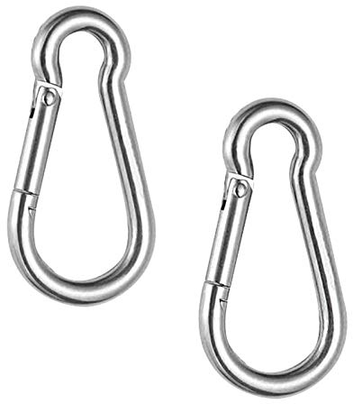 2Pcs M8 Heavy Duty Stainless Steel Carabiner Hooks - Outdoor Camping Clip Snap Locking Keyring for Climbing Hiking Fishing Swing