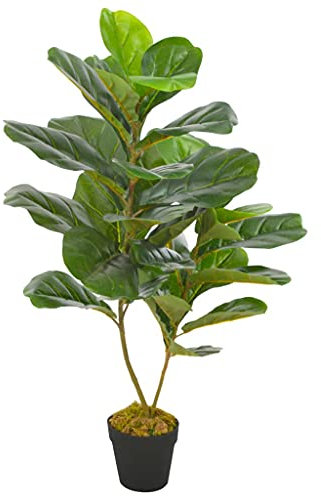 TEWTX7 Kunstbaum, Künstliche Pflanze Geigen-Feige mit Topf für Zuhause und Büro, Wohnzimmer Balkon Schlafzimmer Grün Deko, Blume Deko Dekoration Geschenk, Kunststoff