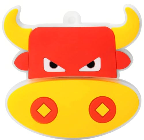 BORLTER CLAMP 32GB USB-Stick Süßes Bullenmuster USB-Flash-Laufwerk USB 2.0 Speicherstick für Externe Datenspeicher, Gelb Rot