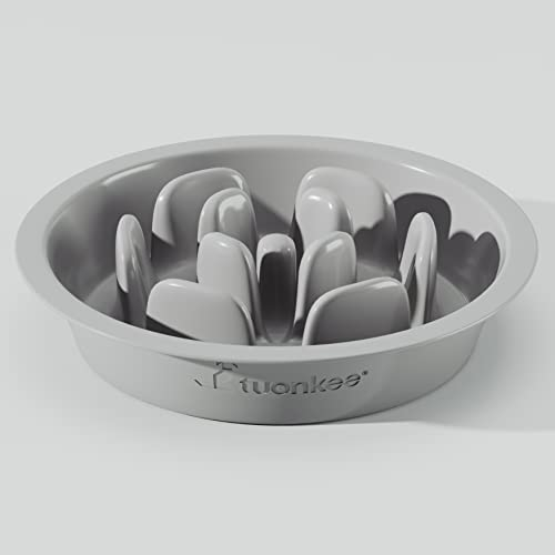 TUONKEE Comedero para Perros Anti-Voracidad con Ventosa, Cuencos para Perros, dispensador de Alimentos para Comer Lento, Piso Antideslizante con Ventosa Duradera (Gris)