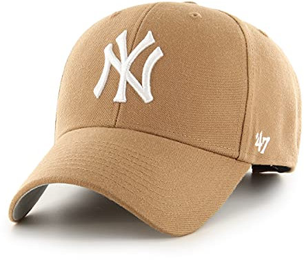 '47 MLB New York Yankees MVP Unisex-Baseballkappe, Verstellbar, Hochwertiges Design und Verarbeitung, White Logo, Camel