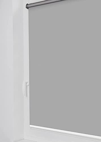 Tom'Shop Tom'Shop® Verdunkelungsrollo Klemmfix ohne Bohren(Grau 130cm x 150cm) Seitenzugrollo Thermorollo Klemmrollo mit Klemmträger Fensterrollo Super Blackout Rollo