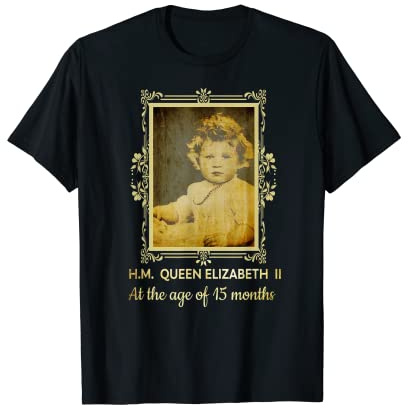 Queen Elizabeth II Fans Baby Picture UK Gran Bretagna Monarca Maglietta