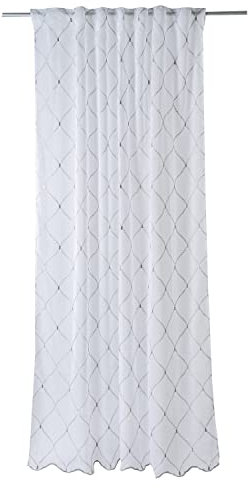 Home4You Schlaufenschal - Weiß - Silbergrau - 140 x 245 cm - verdeckte Schlaufen