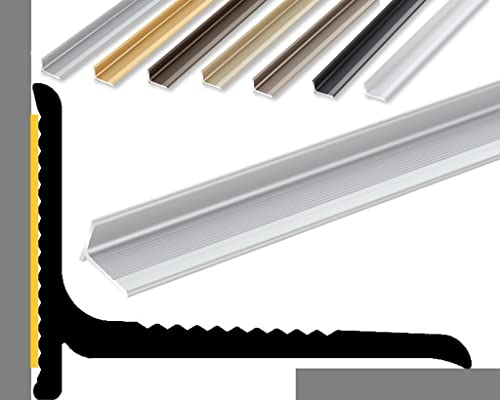 (10,49EUR/m) NALine Abschlussprofil | 22 x 15 x 1700 mm | silber eloxiert | Innenwinkel Treppenbelag | Bodentiefe Fenster oder Balkon Abschluss | Sockelprofil | Wandabschlussleiste